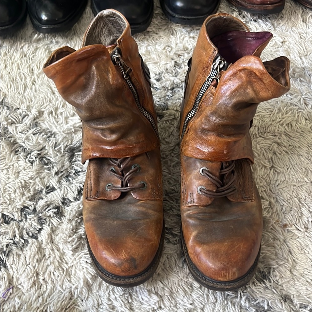 A.S.98 Brown Leather Ankle Boots with Vintage Charm